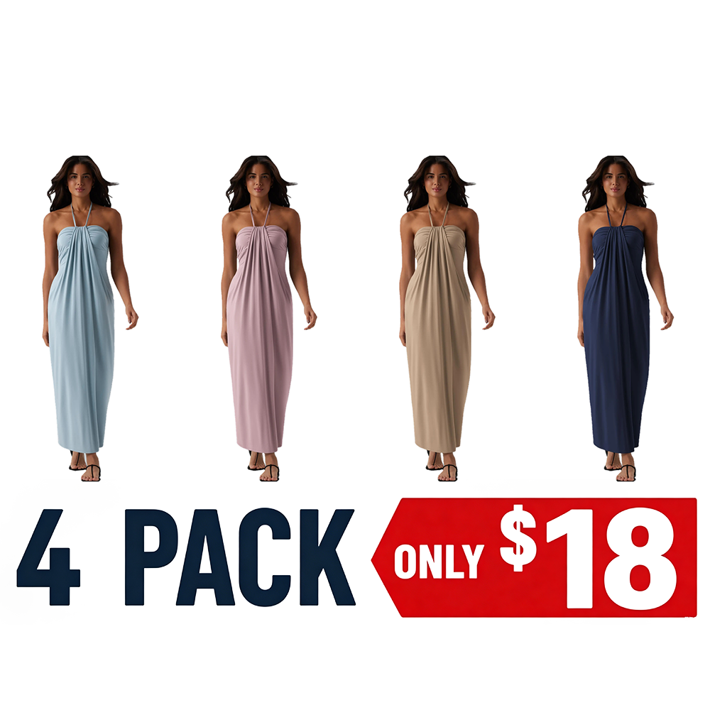 Summer Special Sale - Halter Tie Back Maxi Dress with Pockets